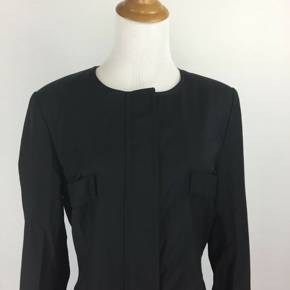 LONGCHAMP Black Hidden Zipper Wool Blend Jacket - Picture 7 of 11